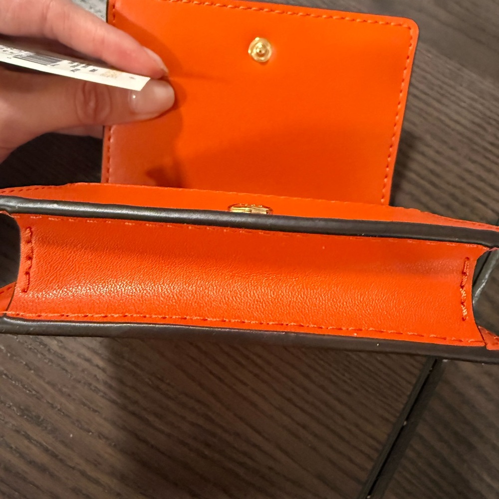 Michael Kors Bright Orange Leather Card Holder - Picture 7 of 7